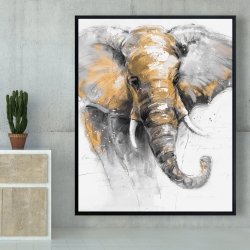 Framed 48 x 60 - Beautiful golden elephant