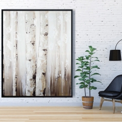 Framed 48 x 60 - Abstract white birches