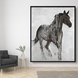 Framed 48 x 60 - Abstract brown horse