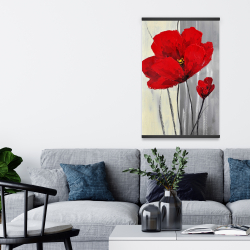 Magnetic 20 x 30 - Red flowers on a gray background