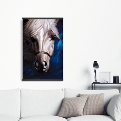 Magnetic 20 x 30 - White horse on blue background