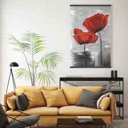 Magnetic 20 x 30 - Two red flowers on a grayscale background