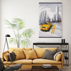 Magnetic 20 x 30 - Yellow taxi and city sketch