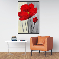 Magnetic 28 x 42 - Red flowers on a gray background