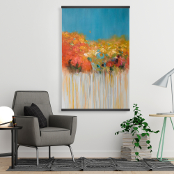 Magnetic 28 x 42 - Colorful abstract flowers on a grey background