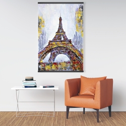 Magnétique 28 x 42 - Tour eiffel abstraite avec éclats de peinture