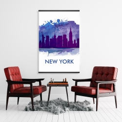 Magnétique 28 x 42 - Silhouette bleue de la ville de new york