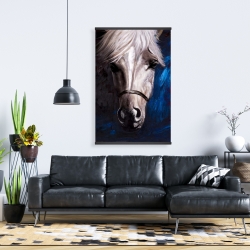 Magnetic 28 x 42 - White horse on blue background