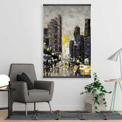 Magnetic 28 x 42 - Abstract and texturized city with yellow taxis