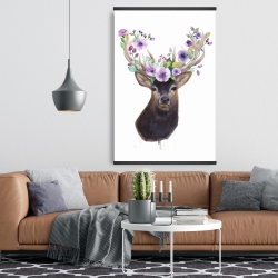 Magnetic 28 x 42 - Roe deer head with flowers