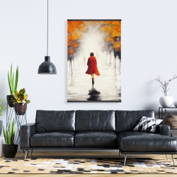 Magnetic 28 x 42 - Woman with a red coat by fall