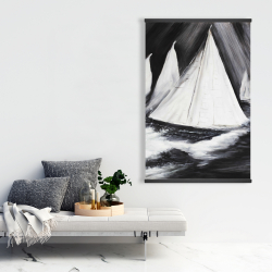 Magnetic 28 x 42 - Grayscale boats in a storm