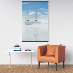 Magnetic 28 x 42 - Two sailboats on the quiet lake