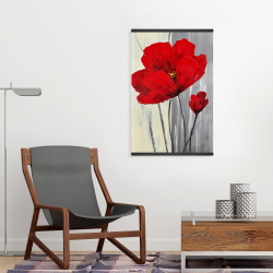 Magnetic 20 x 30 - Red flowers on a gray background