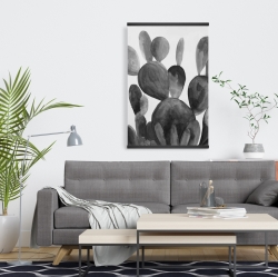 Magnétique 20 x 30 - Cactus rond en tons de gris