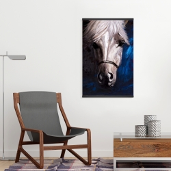 Magnetic 20 x 30 - White horse on blue background