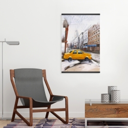 Magnétique 20 x 30 - Esquisse d'un taxi dans la rue