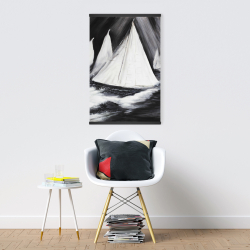 Magnetic 20 x 30 - Grayscale boats in a storm
