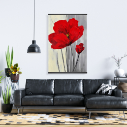 Magnetic 28 x 42 - Red flowers on a gray background