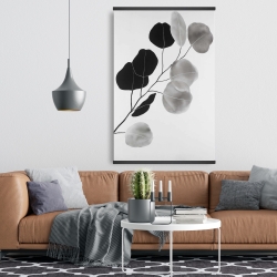 Magnetic 28 x 42 - Grayscale branch with round shape leaves
