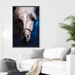 Magnetic 28 x 42 - White horse on blue background