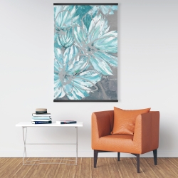 Magnetic 28 x 42 - Three little abstract blue flowers