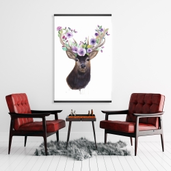 Magnetic 28 x 42 - Roe deer head with flowers