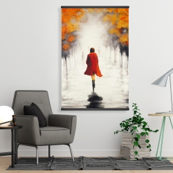 Magnetic 28 x 42 - Woman with a red coat by fall