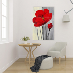 Canvas 24 x 36 - Red flowers on a gray background