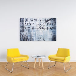 Canvas 24 x 36 - Abstract birds on electric wire