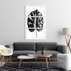 Toile 24 x 36 - Philodendron à feuilles divisées avec lignes rose