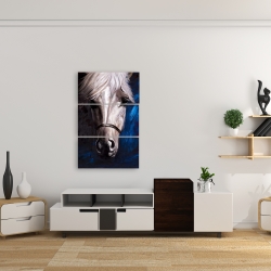 Canvas 24 x 36 - White horse on blue background