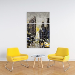 Canvas 24 x 36 - Abstract and texturized city with yellow taxis