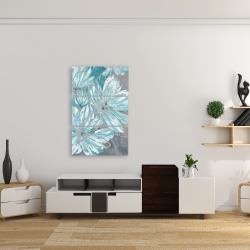 Canvas 24 x 36 - Three little abstract blue flowers