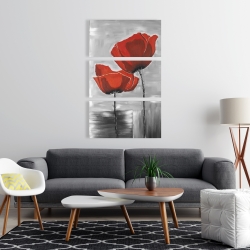 Canvas 24 x 36 - Two red flowers on a grayscale background