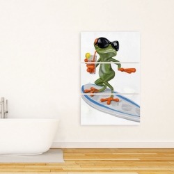 Canvas 24 x 36 - Funny frog surfing