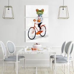 Canvas 24 x 36 - Funny frog riding a bike