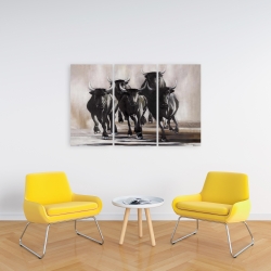 Canvas 24 x 36 - Group of running bulls