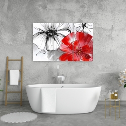 Toile 24 x 36 - Esquisse de fleurs rouges et blanches