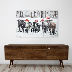 Toile 24 x 36 - Vaches curieuses de noël