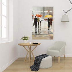 Canvas 24 x 36 - Abstract passersby with umbrellas