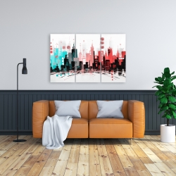 Canvas 24 x 36 - Colorful city with rose gold lines