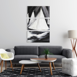 Canvas 24 x 36 - Grayscale boats in a storm