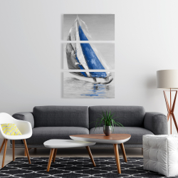 Canvas 24 x 36 - Gray and blue boat sailing