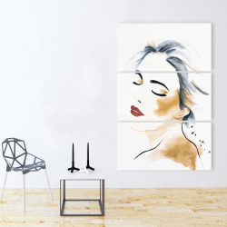 Canvas 40 x 60 - Right side watercolor serenely lady portrait