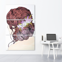 Canvas 40 x 60 - Woman from behind with flowers