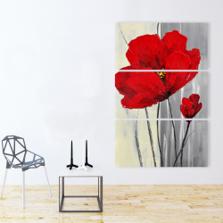 Canvas 40 x 60 - Red flowers on a gray background