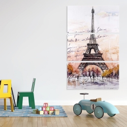 Canvas 40 x 60 - Eiffel tower sketch with an handwritten message