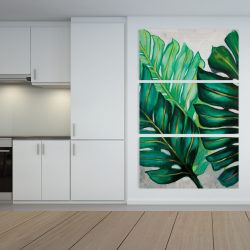 Canvas 40 x 60 - Three big exotic plant leaves