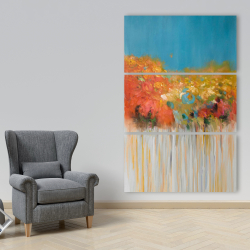 Canvas 40 x 60 - Colorful abstract flowers on a grey background